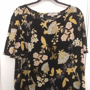 BLACK/YELLOW FLOWER TOP PLUS